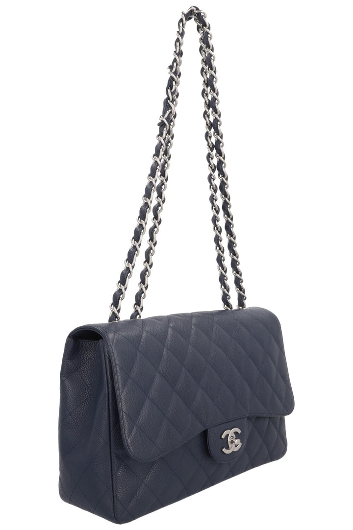 CHANEL Large Single Flap Bag Caviar Navy