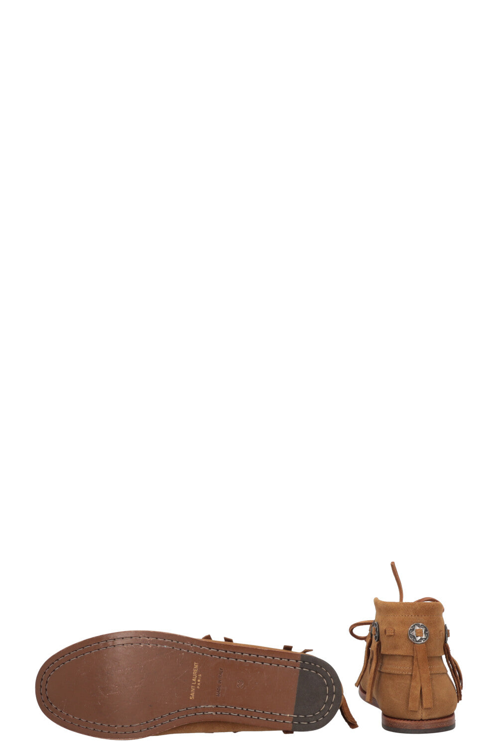 SAINT LAURENT Concho Boots Suede Brown