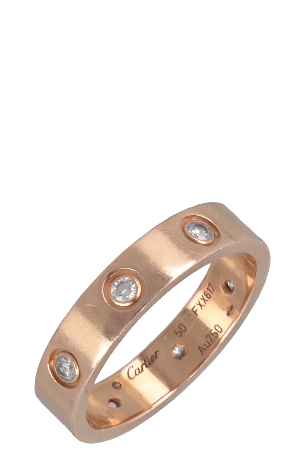 CARTIER Love Wedding Band 8 Diamonds Ring 18k Yellow Gold REAWAKE