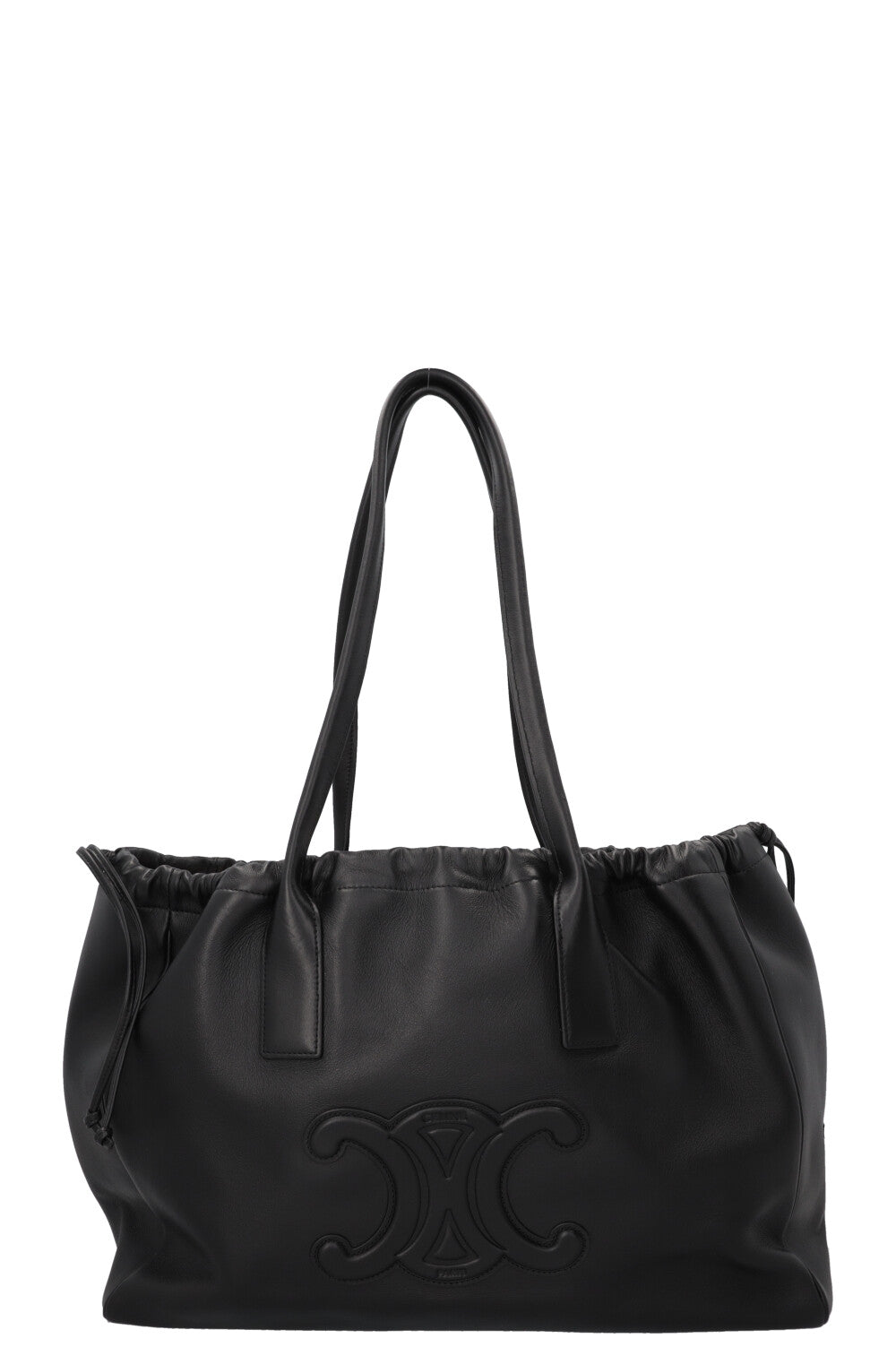 CELINE Drawstring Cabas Triomphe Bag Medium Black – REAWAKE