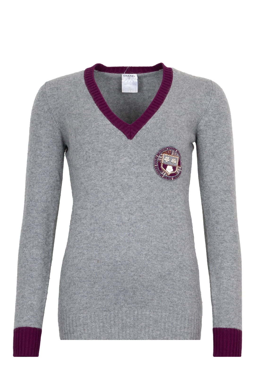 CHANEL 2007 Knit Top Cashmere Grey Purple