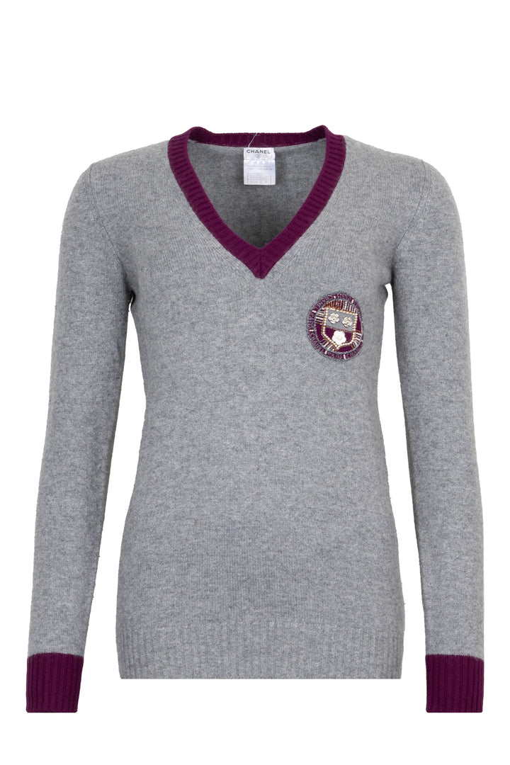 CHANEL 2007 Knit Top Cashmere Grey Purple