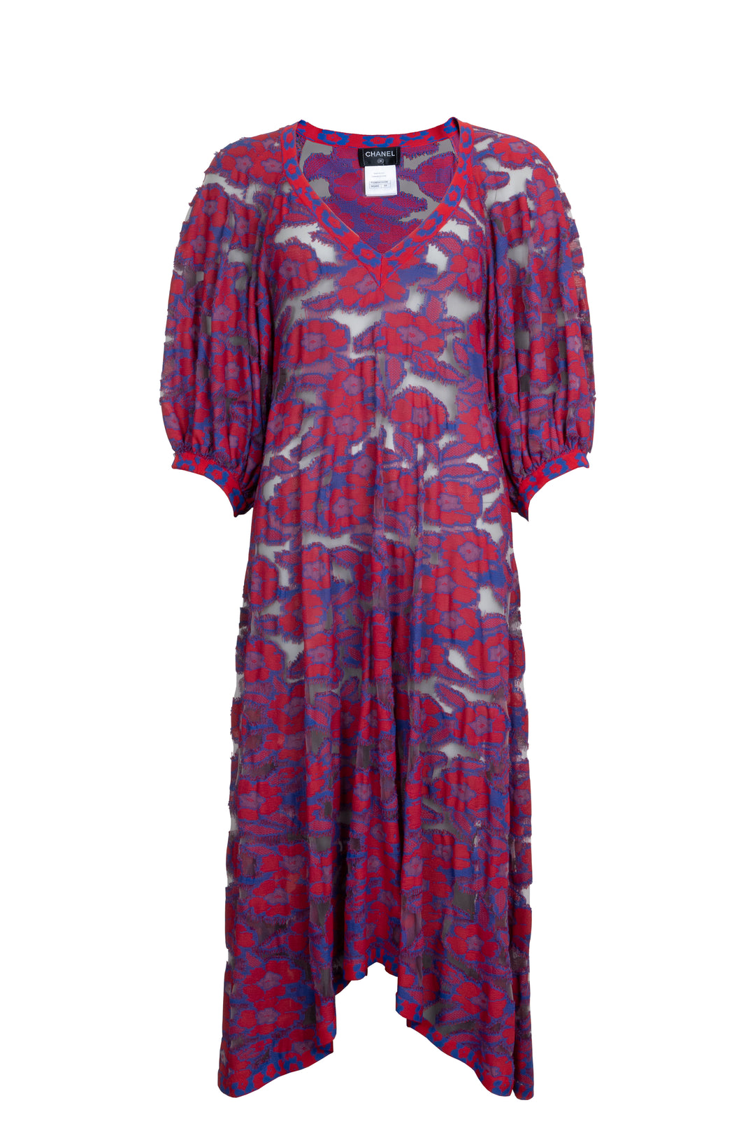CHANEL 2015 Dress Mesh Red Blue