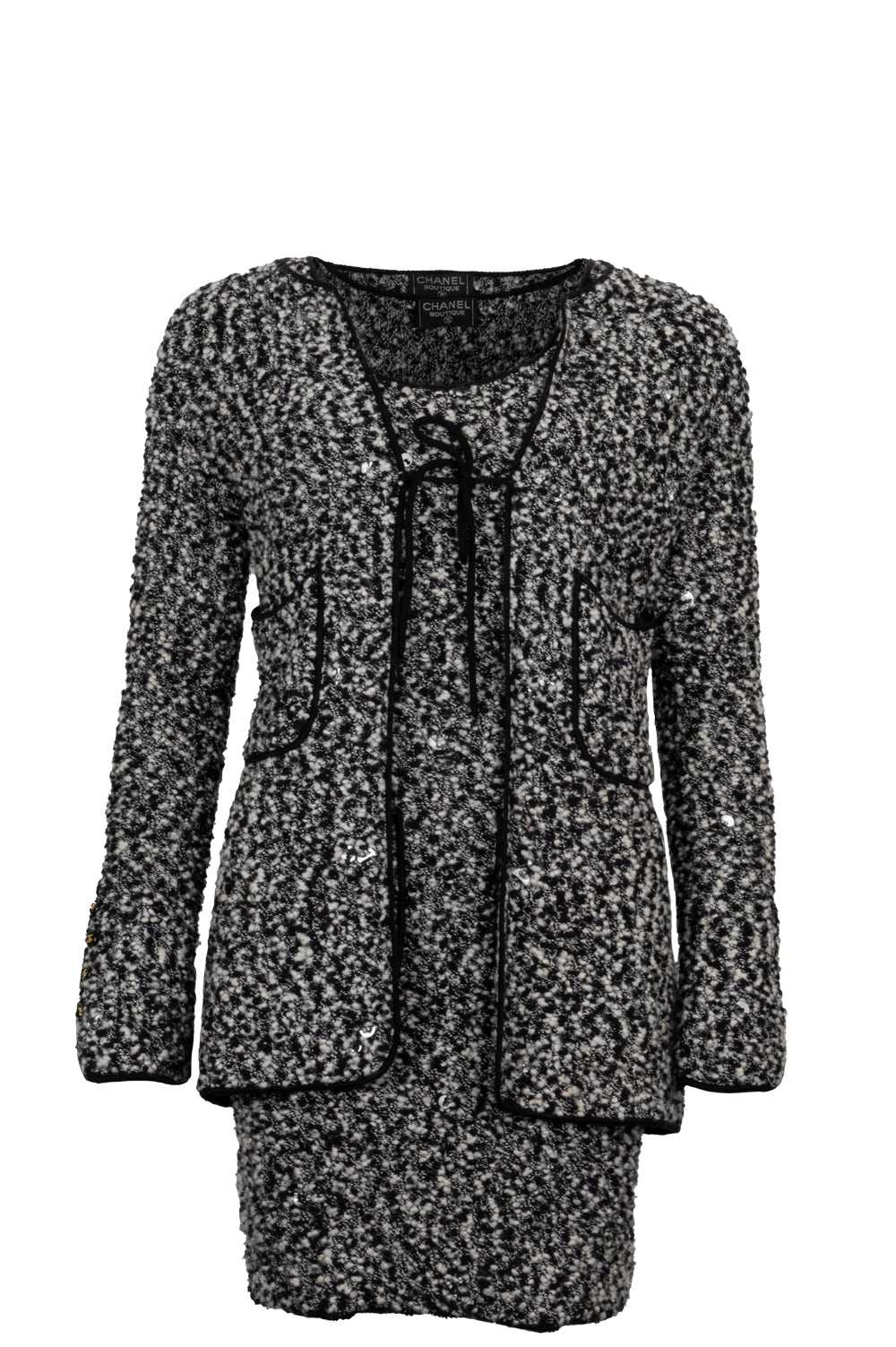 CHANEL Vintage Two Piece Boucle Black White