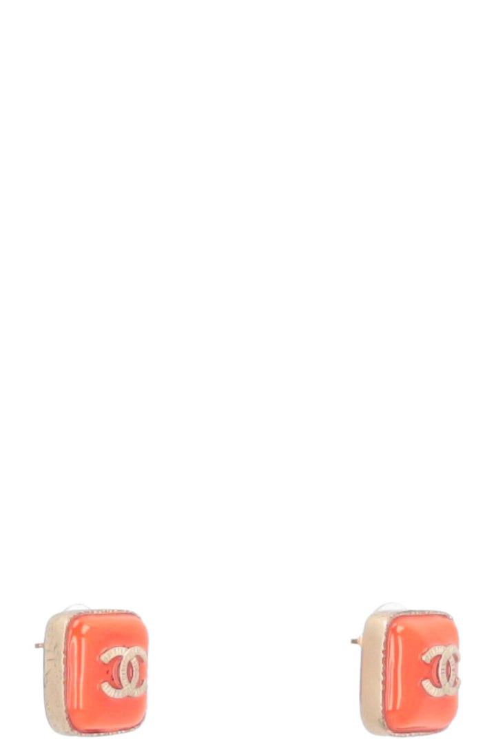 CHANEL 2014 CC Square Coral Earrings
