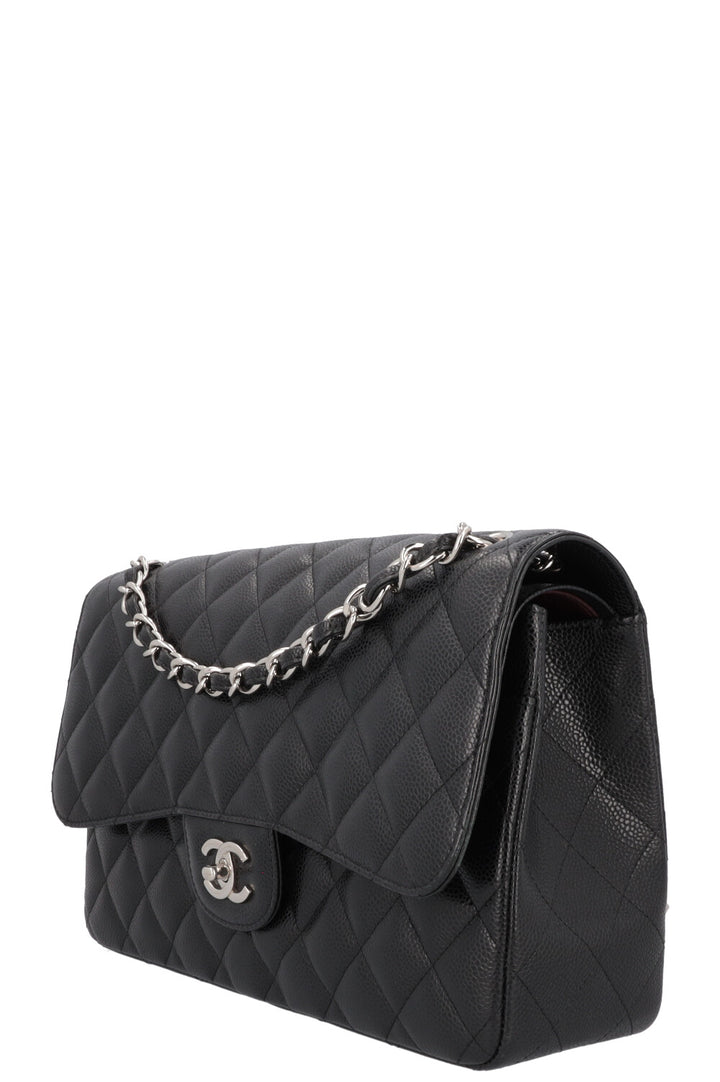 CHANEL Large Double Flap Bag Caviar Black