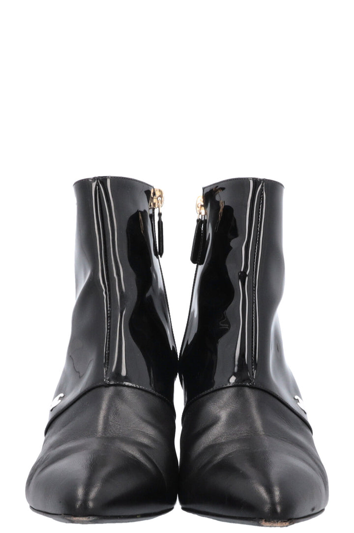 CHANEL Boots Patent Black