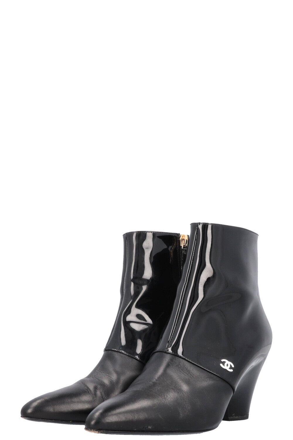 CHANEL Boots Patent Black