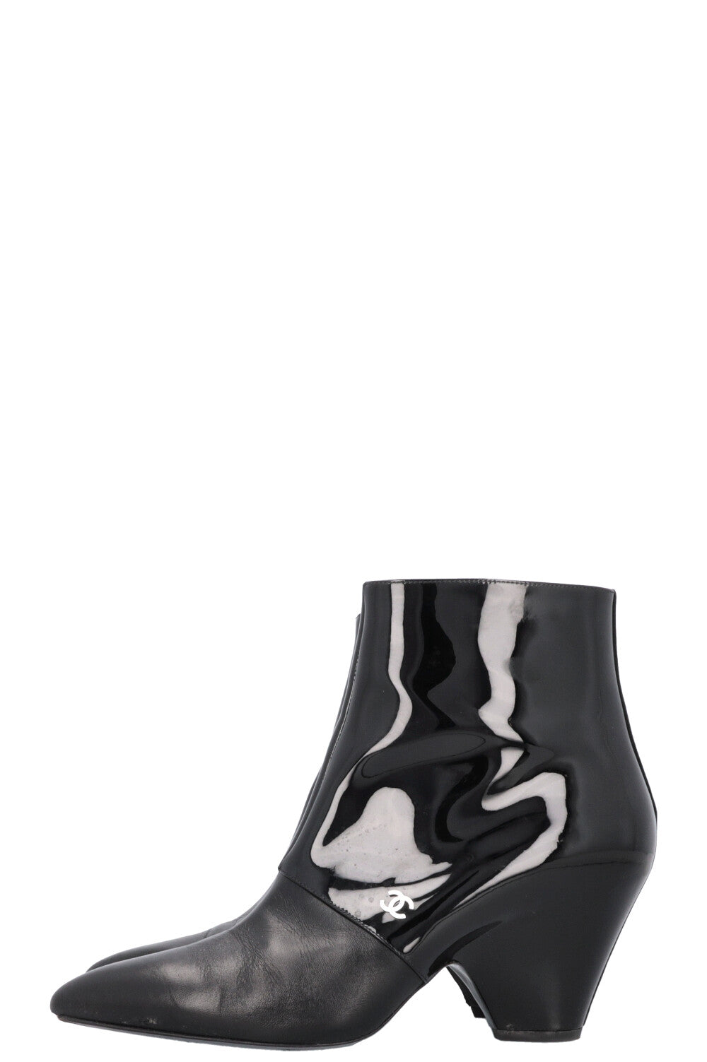 CHANEL Boots Patent Black