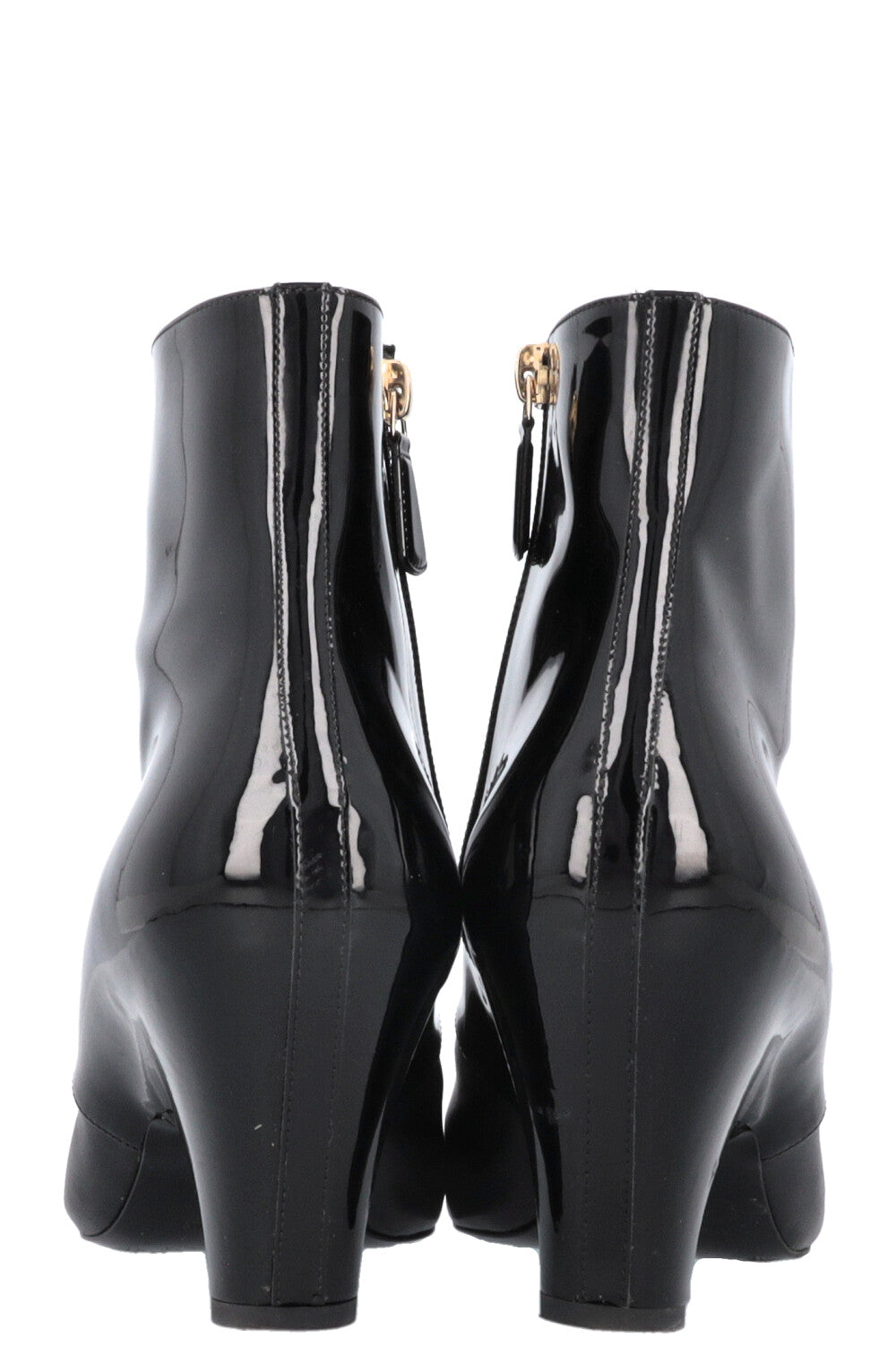 CHANEL Boots Patent Black