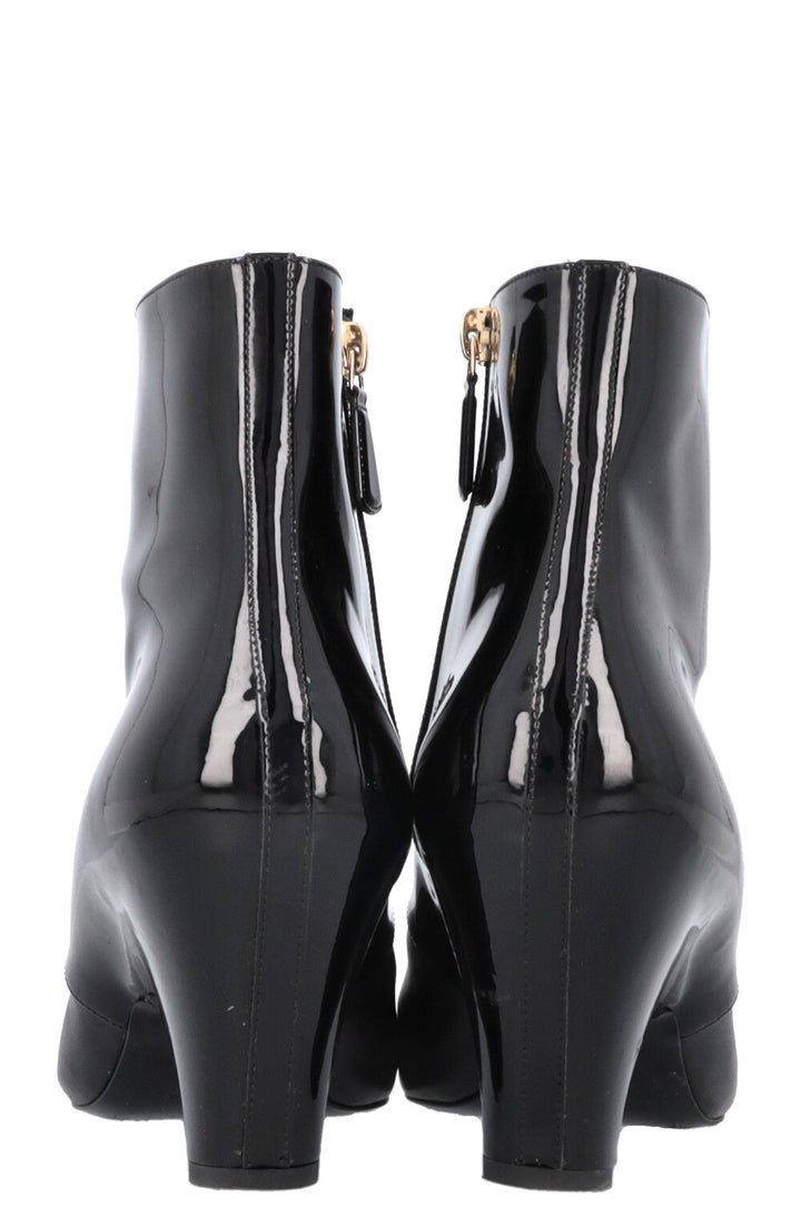 CHANEL Boots Patent Black