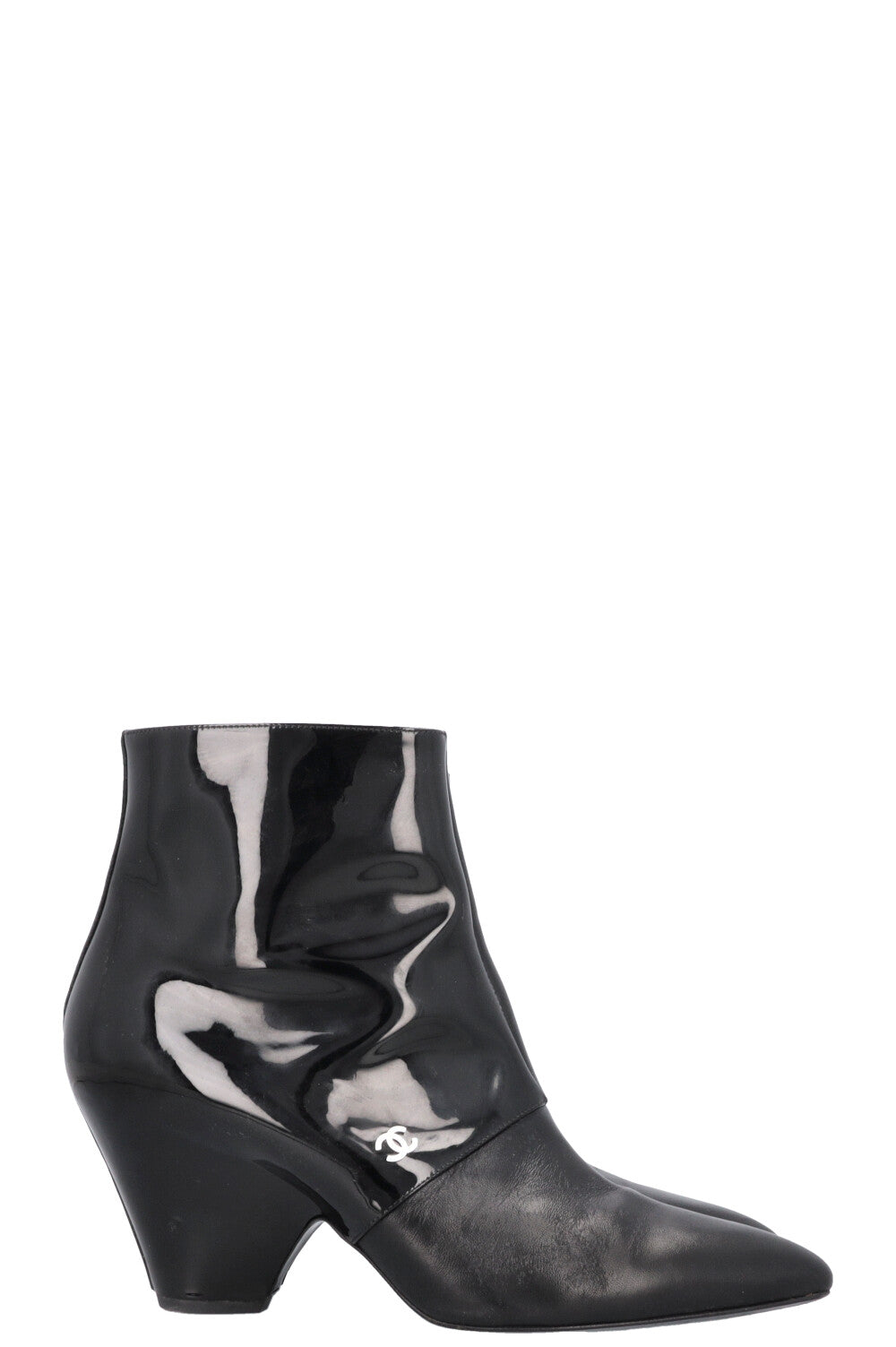 CHANEL Boots Patent Black