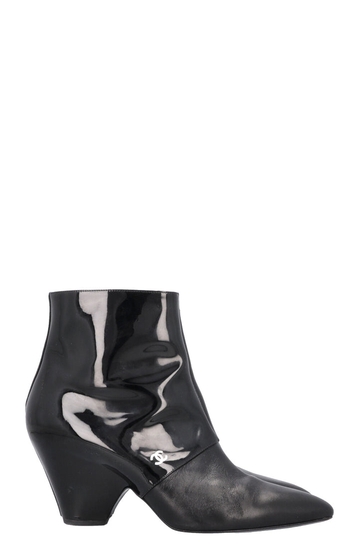 CHANEL Boots Patent Black