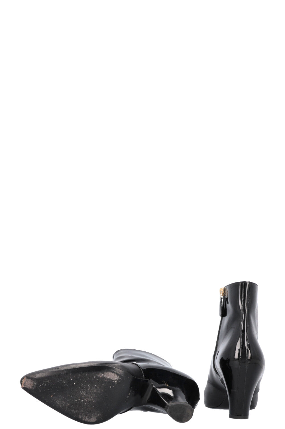 CHANEL Boots Patent Black