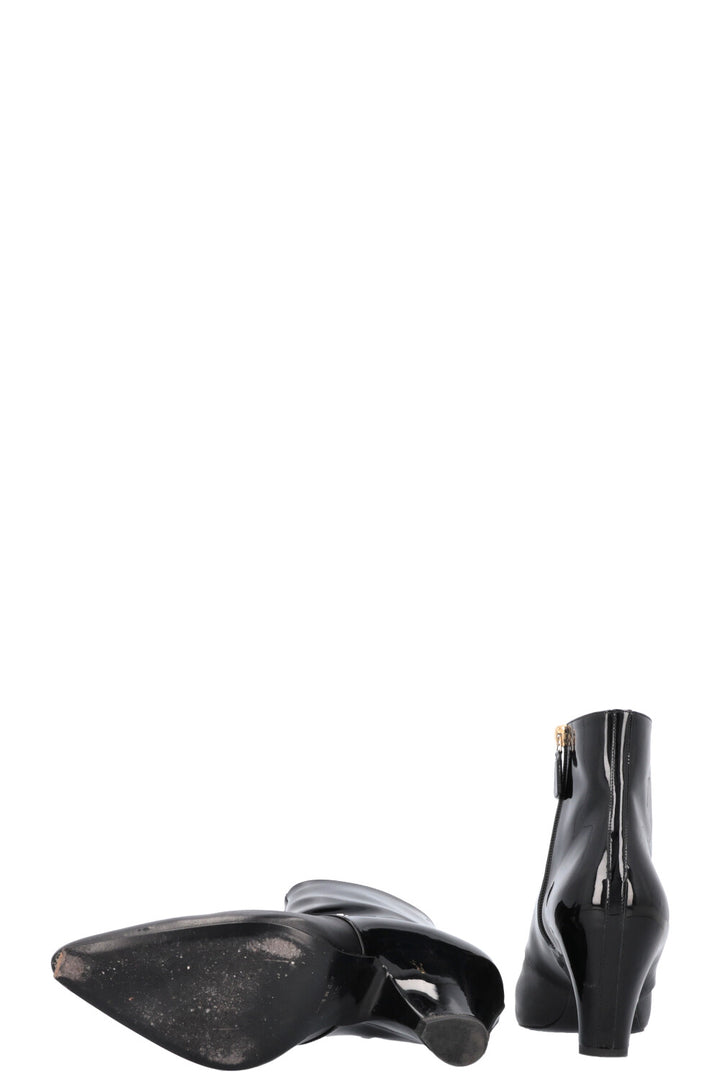 CHANEL Boots Patent Black