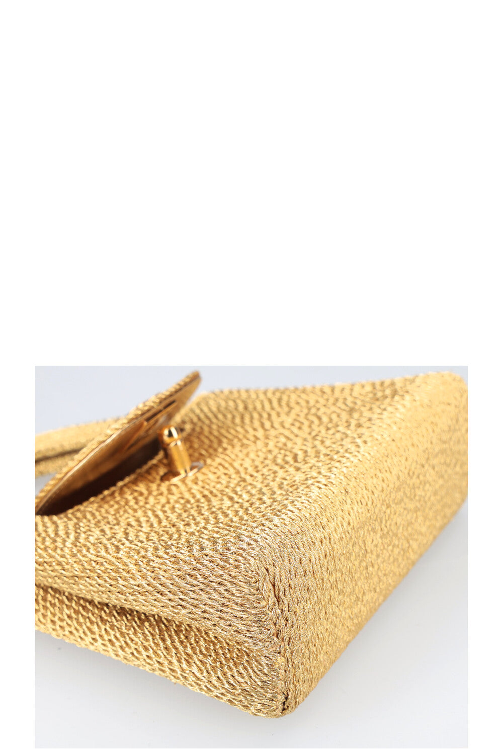 CHANEL Mini Top Handle Bag Woven Rope Gold