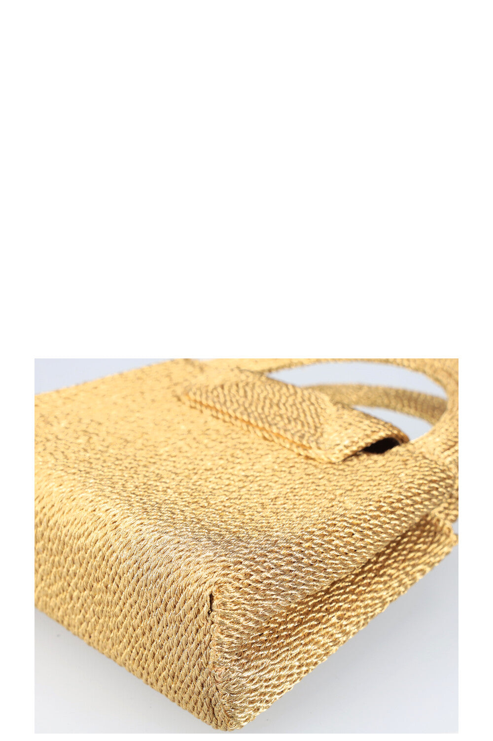 CHANEL Mini Top Handle Bag Woven Rope Gold