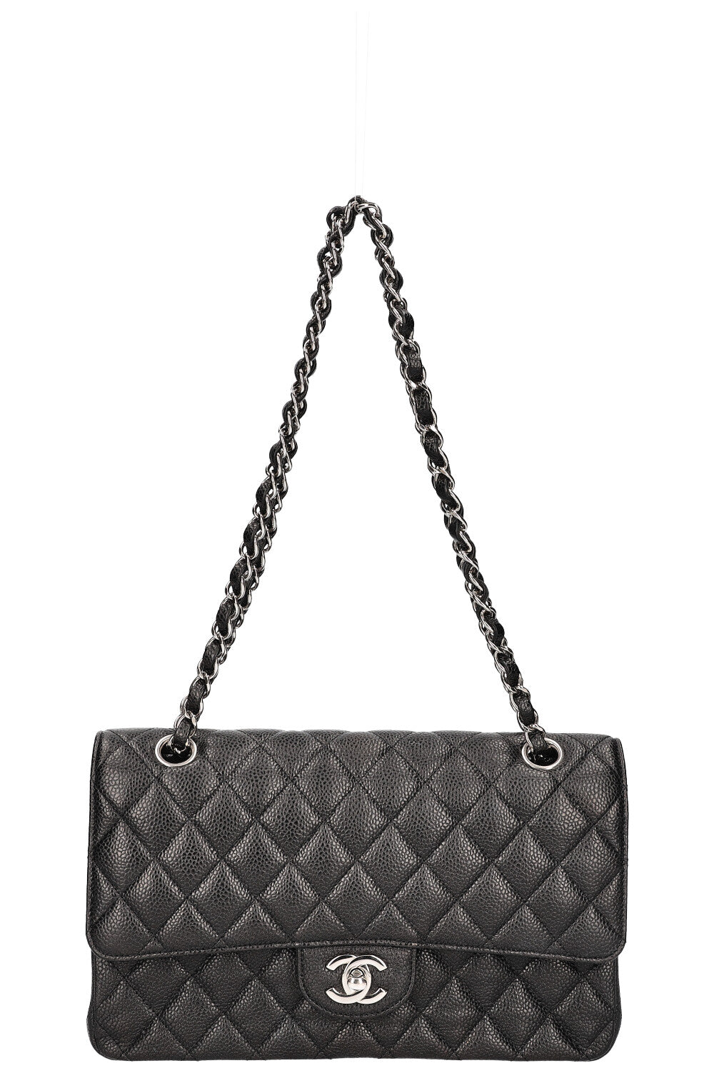 CHANEL Medium Double Flap Bag Caviar Black Silver – REAWAKE