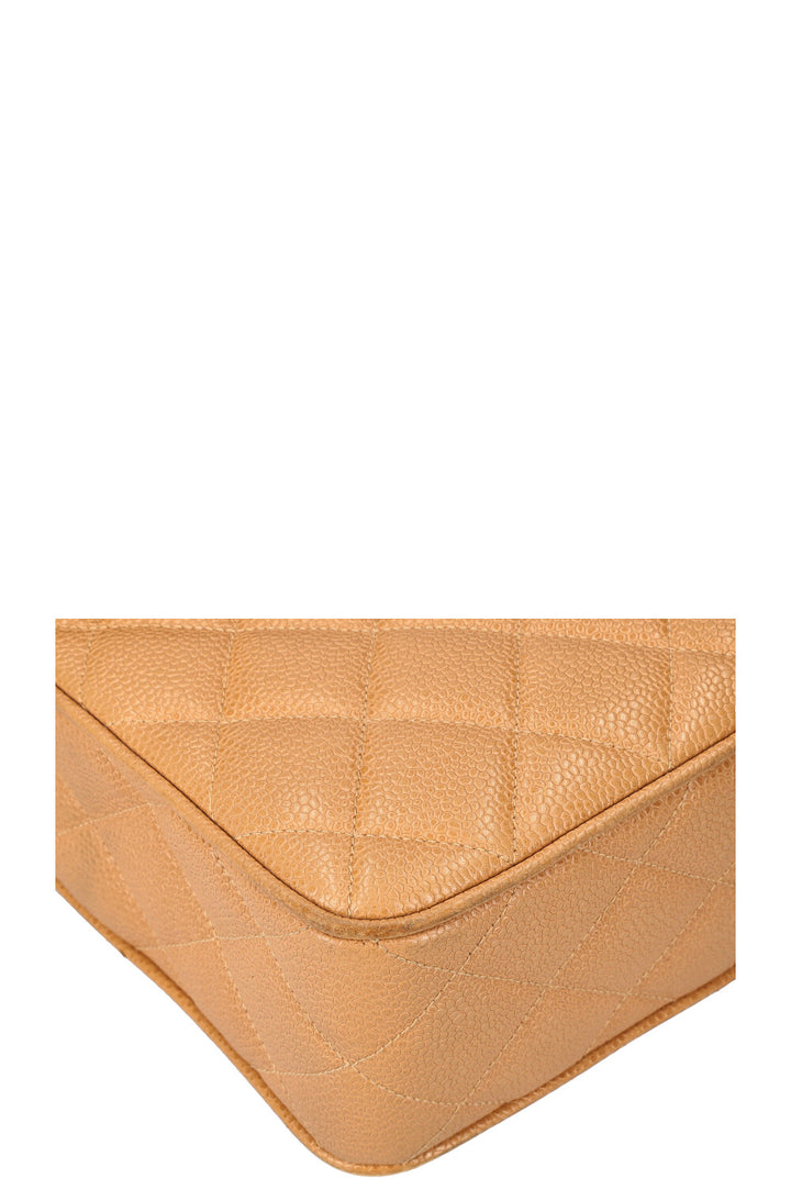 CHANEL Vintage Camera Bag Quilted Caviar Beige
