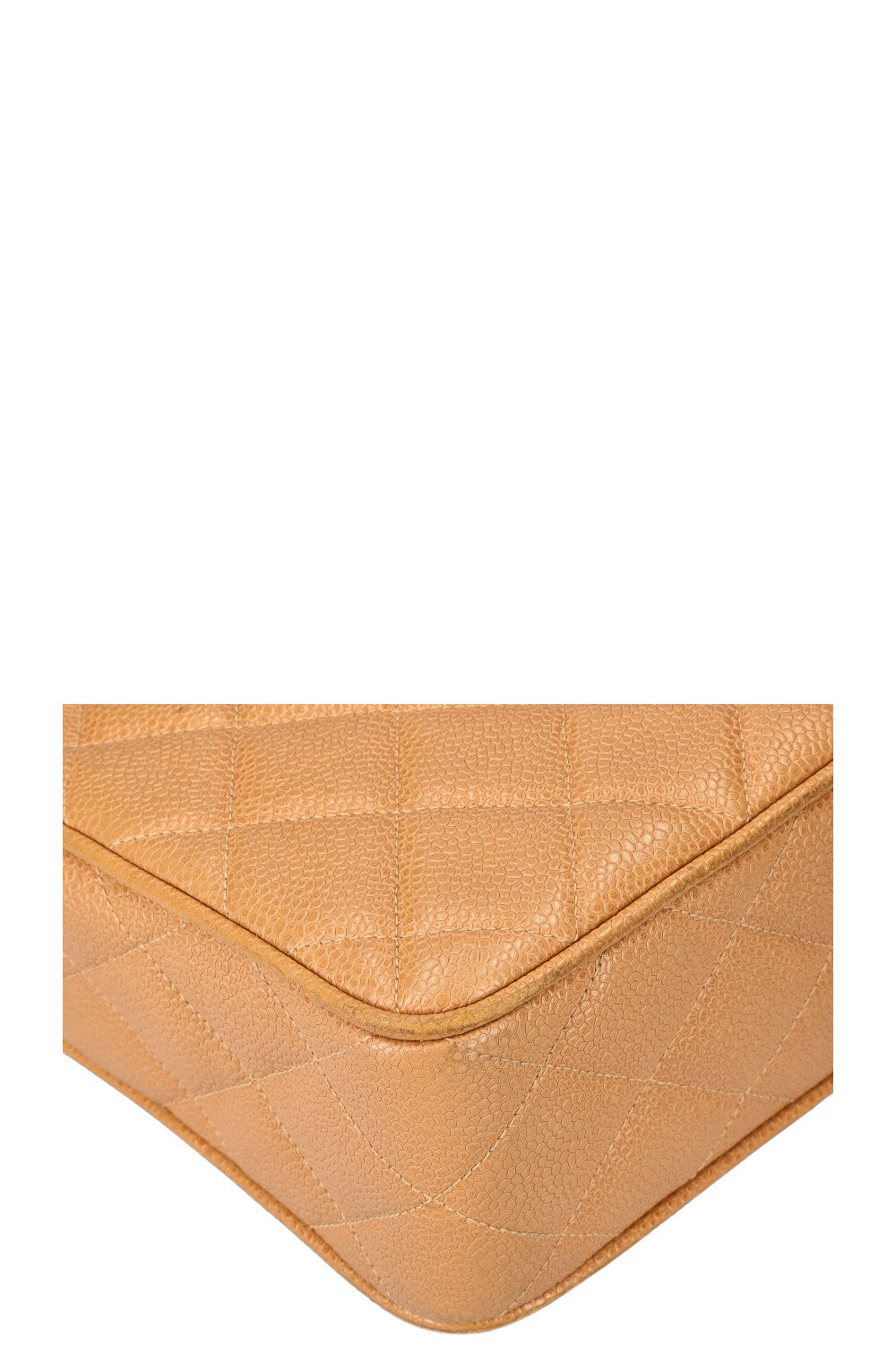CHANEL Vintage Camera Bag Quilted Caviar Beige