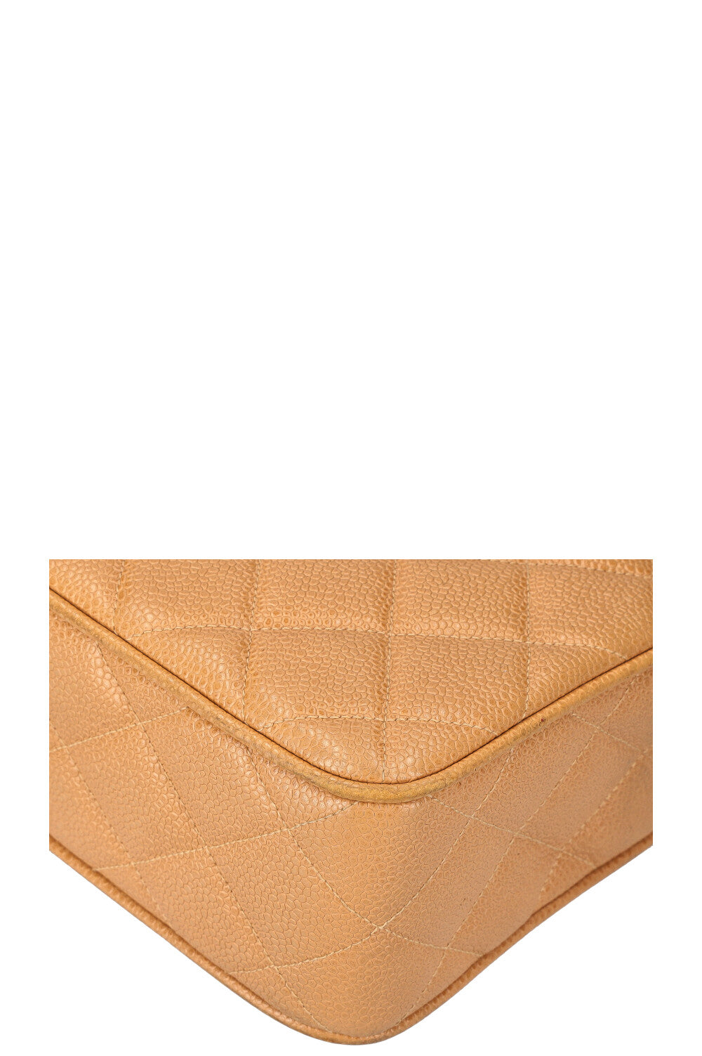 CHANEL Vintage Camera Bag Quilted Caviar Beige