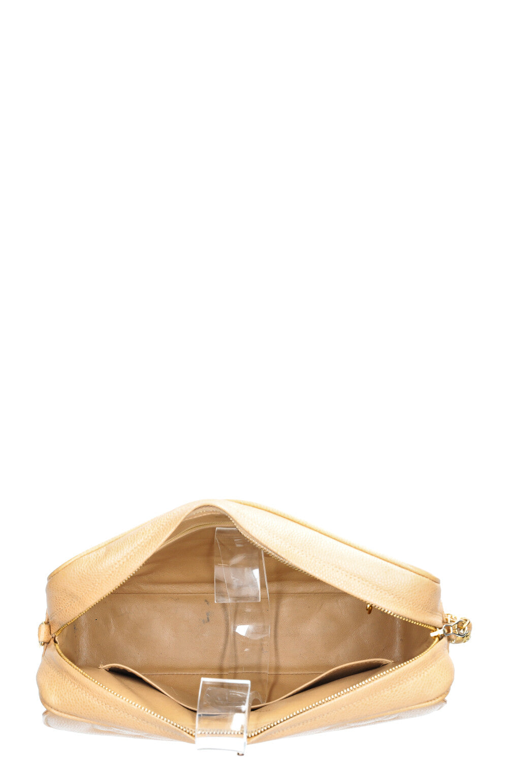 CHANEL Vintage Camera Bag Quilted Caviar Beige