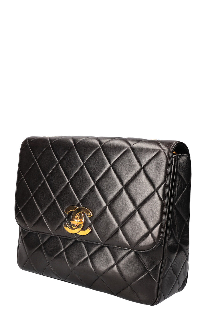 CHANEL Vintage Single Flap Shoulder Bag Quilted Black