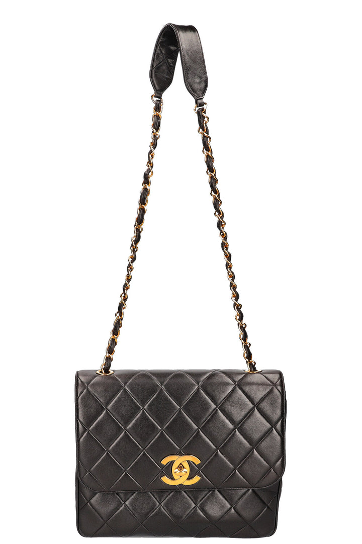 CHANEL Vintage Single Flap Shoulder Bag Quilted Black