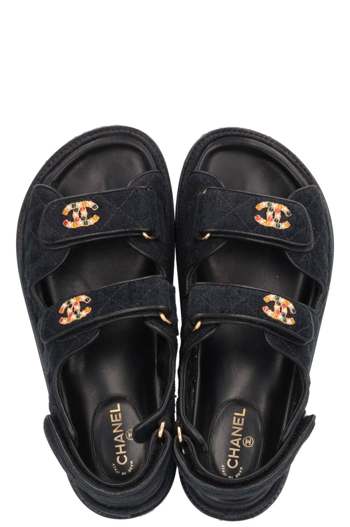 CHANEL Dad Sandals Black Velvet