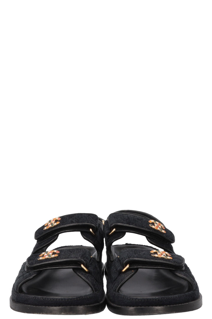 CHANEL Dad Sandals Black Velvet
