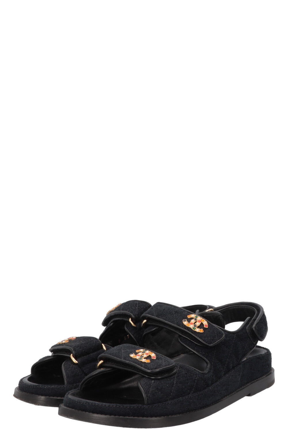CHANEL Dad Sandals Black Velvet