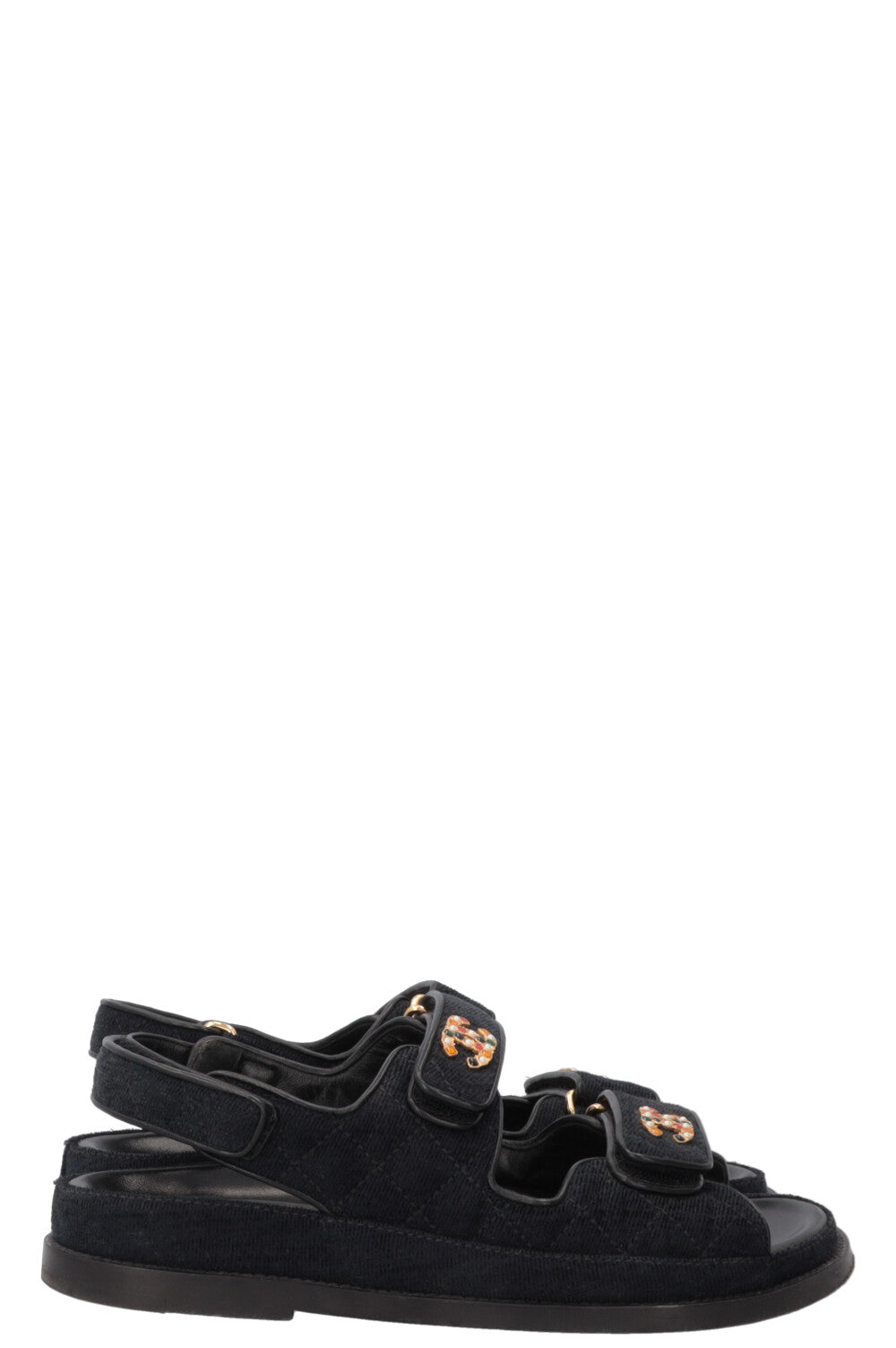 CHANEL Dad Sandals Black Velvet