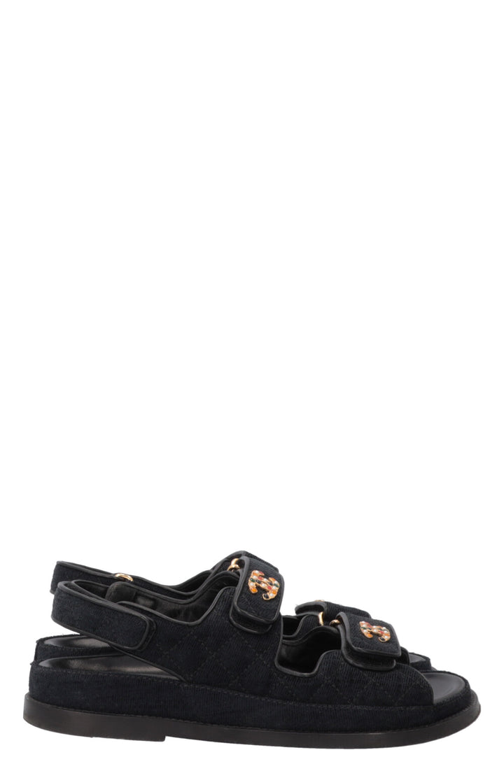 CHANEL Dad Sandals Black Velvet