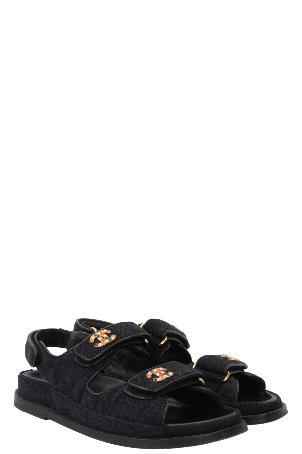 CHANEL Dad Sandals Black Velvet
