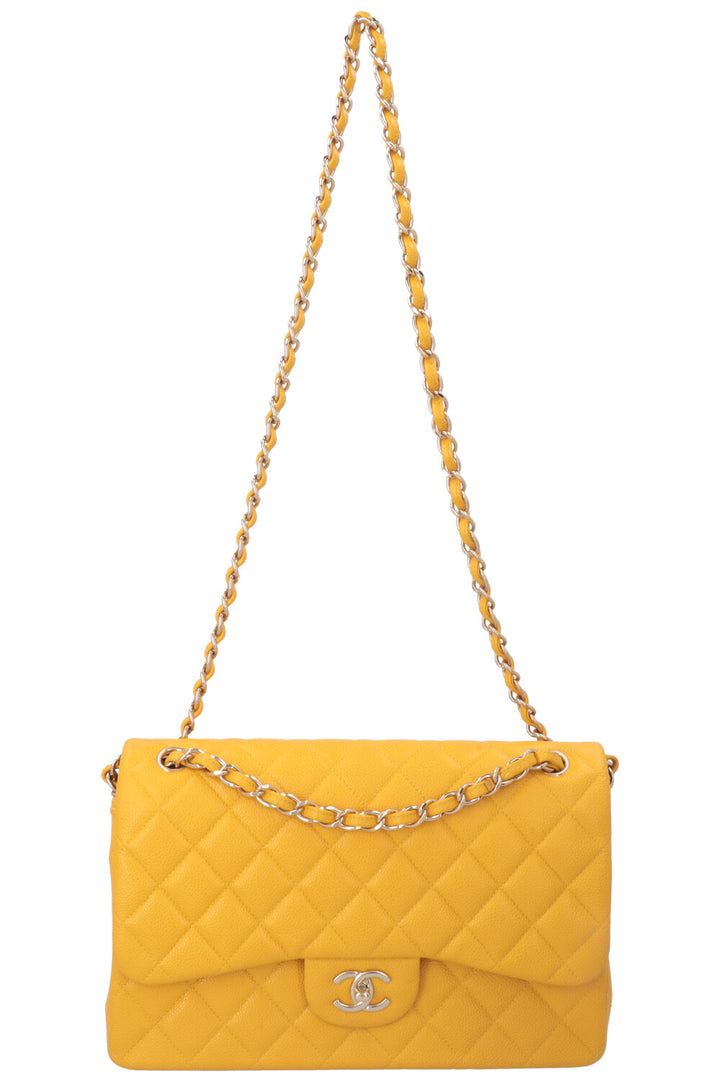 CHANEL Large Double Flap Bag Caviar Yellow