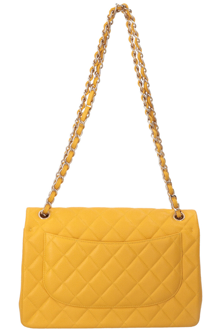 CHANEL Large Double Flap Bag Caviar Yellow