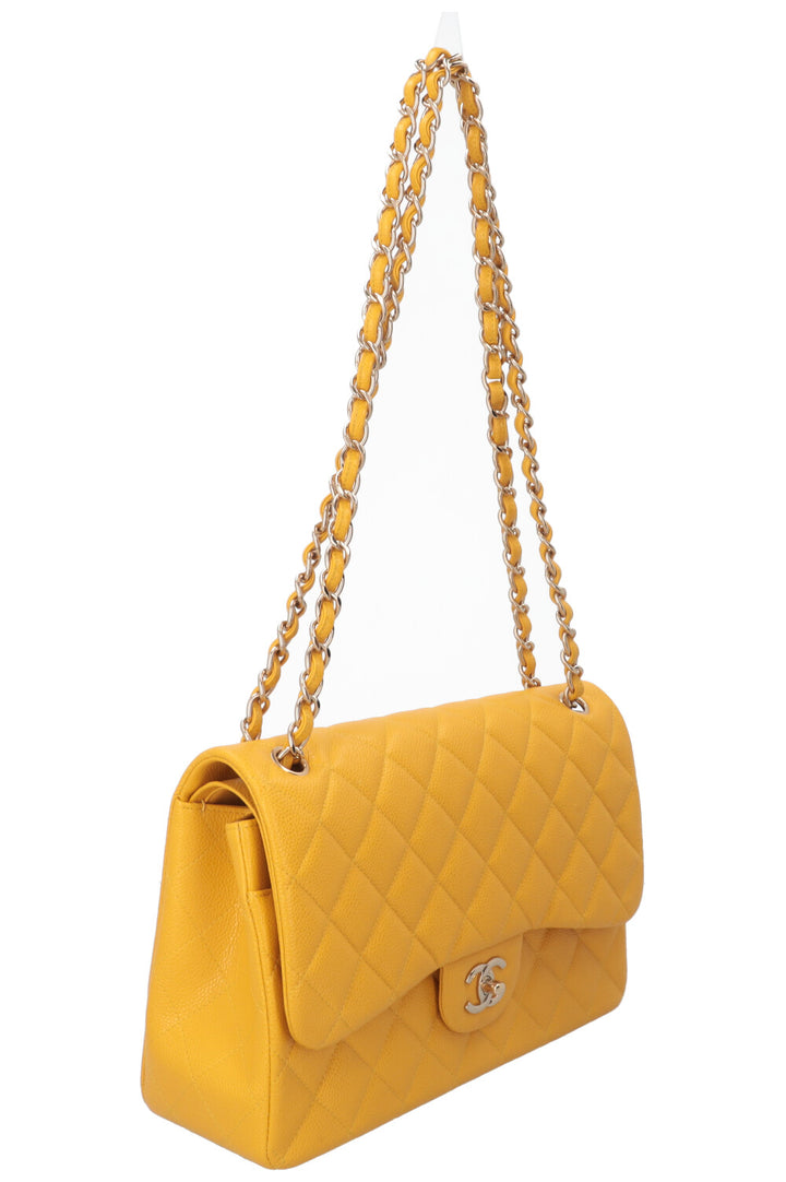 CHANEL Large Double Flap Bag Caviar Yellow