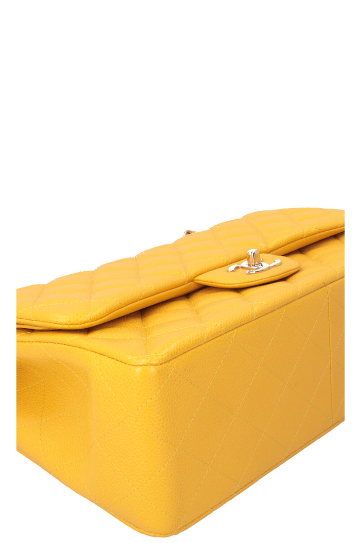 CHANEL Large Double Flap Bag Caviar Yellow