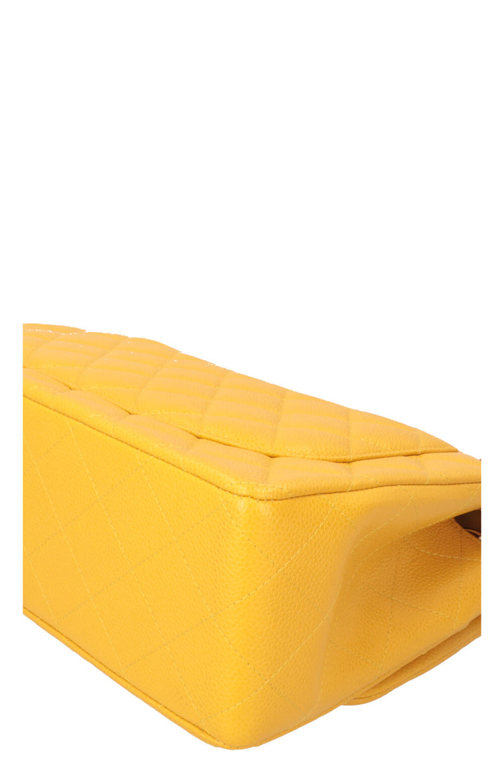CHANEL Large Double Flap Bag Caviar Yellow