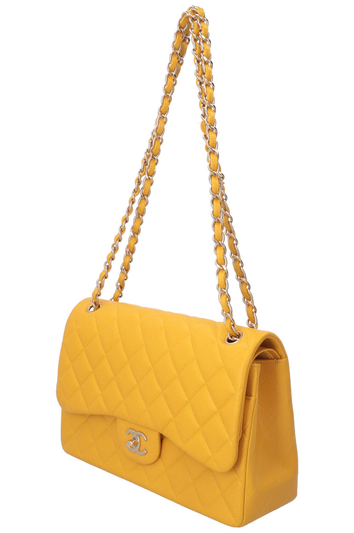 CHANEL Large Double Flap Bag Caviar Yellow