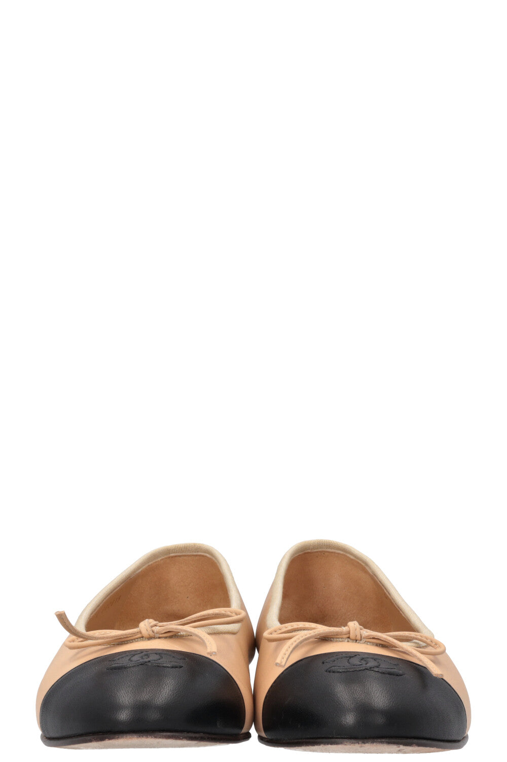 CHANEL Classic Ballet Flats Nude Black