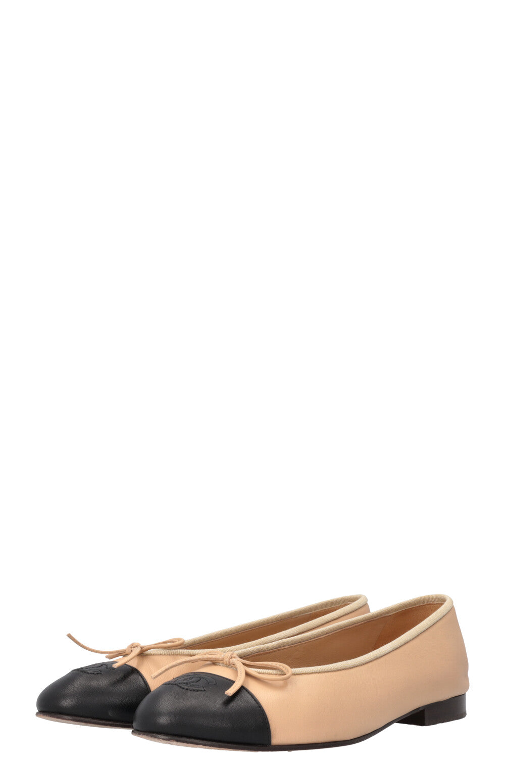 CHANEL Classic Ballet Flats Nude Black