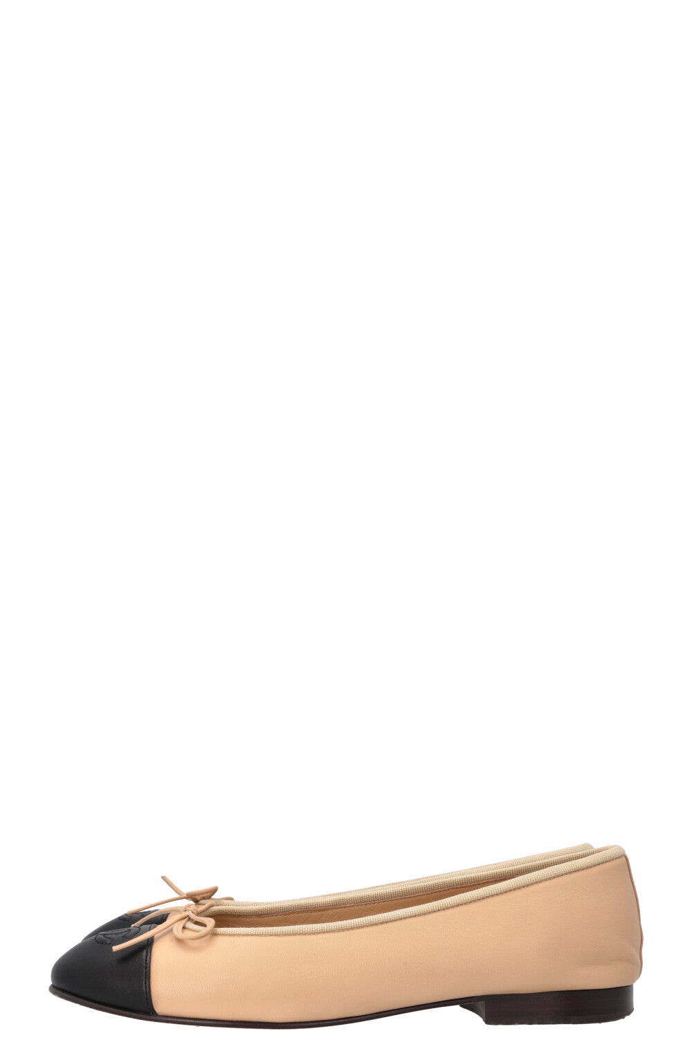 CHANEL Classic Ballet Flats Nude Black