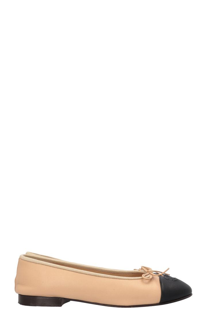 CHANEL Classic Ballet Flats Nude Black