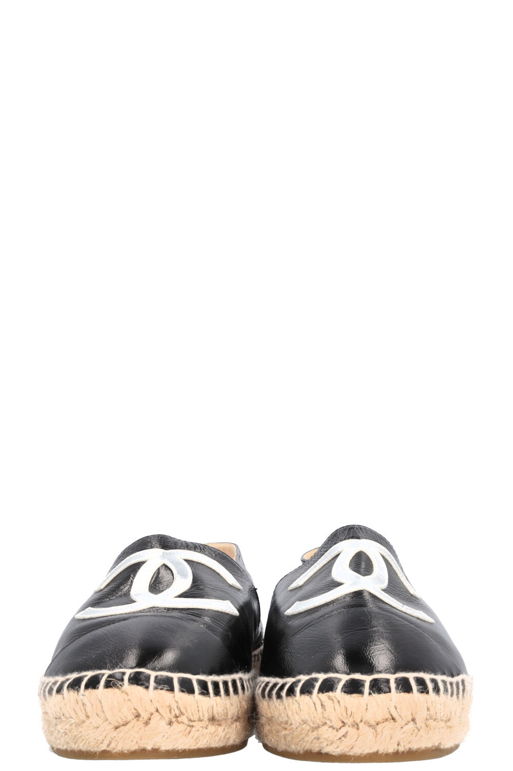 CHANEL CC Espadrilles Patent Black