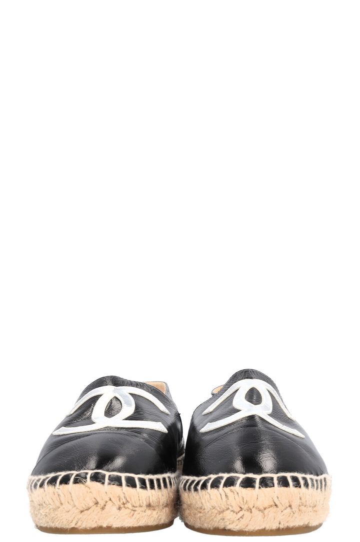 CHANEL CC Espadrilles Patent Black