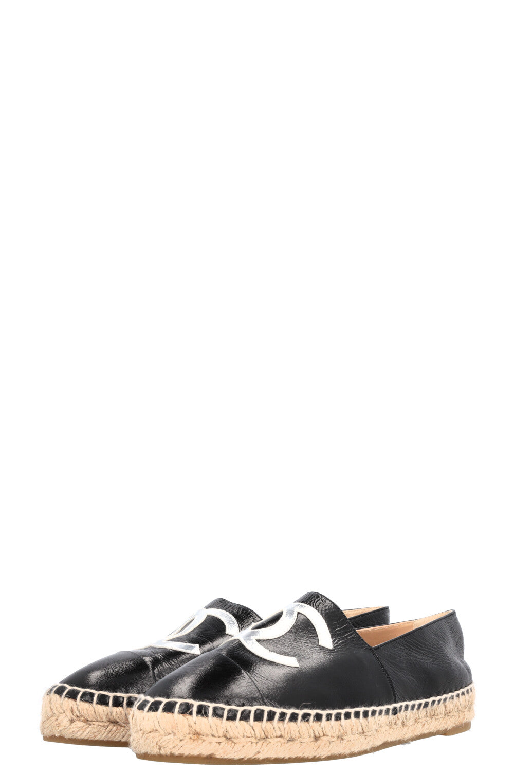 CHANEL CC Espadrilles Patent Black