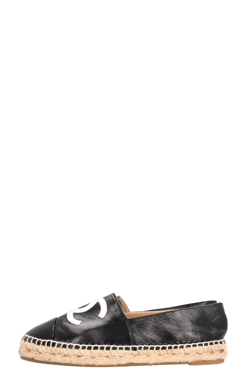 CHANEL CC Espadrilles Patent Black