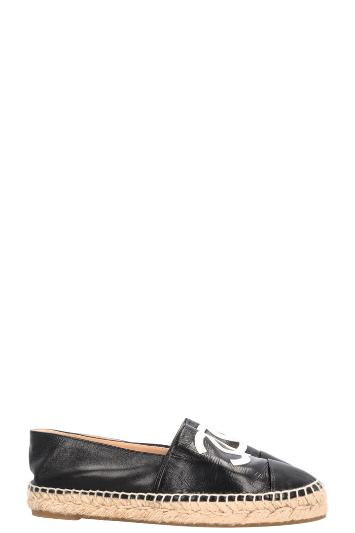 CHANEL CC Espadrilles Patent Black