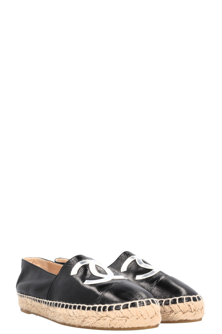 CHANEL CC Espadrilles Patent Black